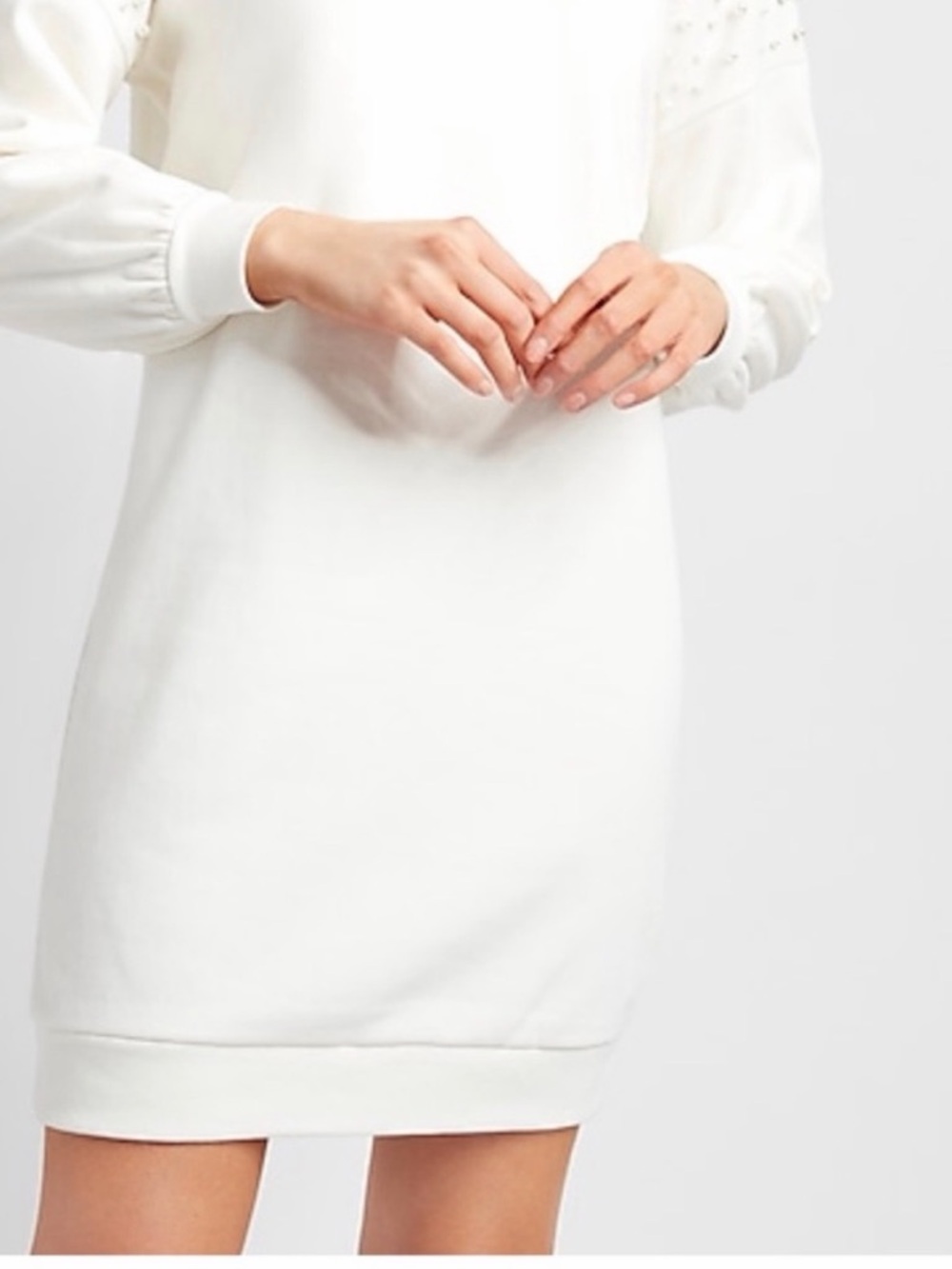 Express White Long Sleeve Dress